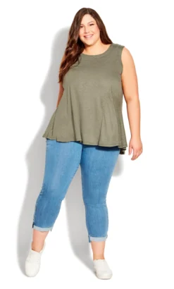 Avenue Khaki Green Swing Vest Top